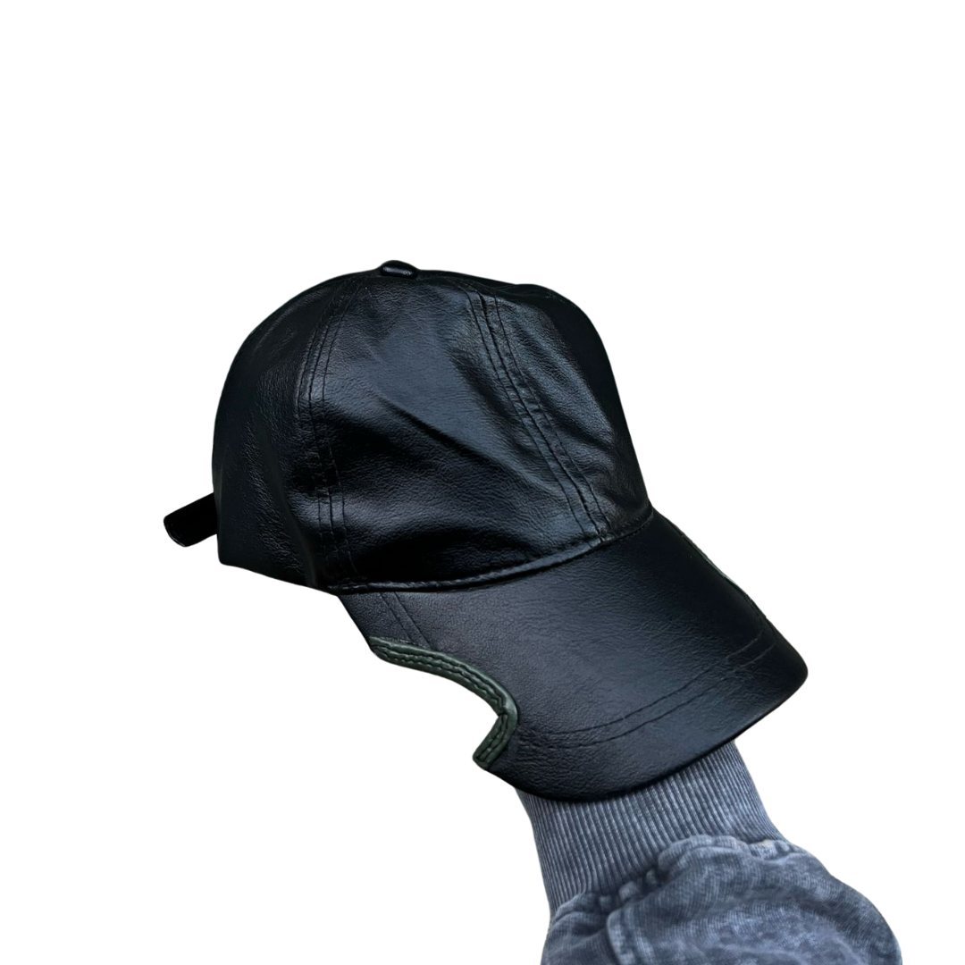 soft leather black cap