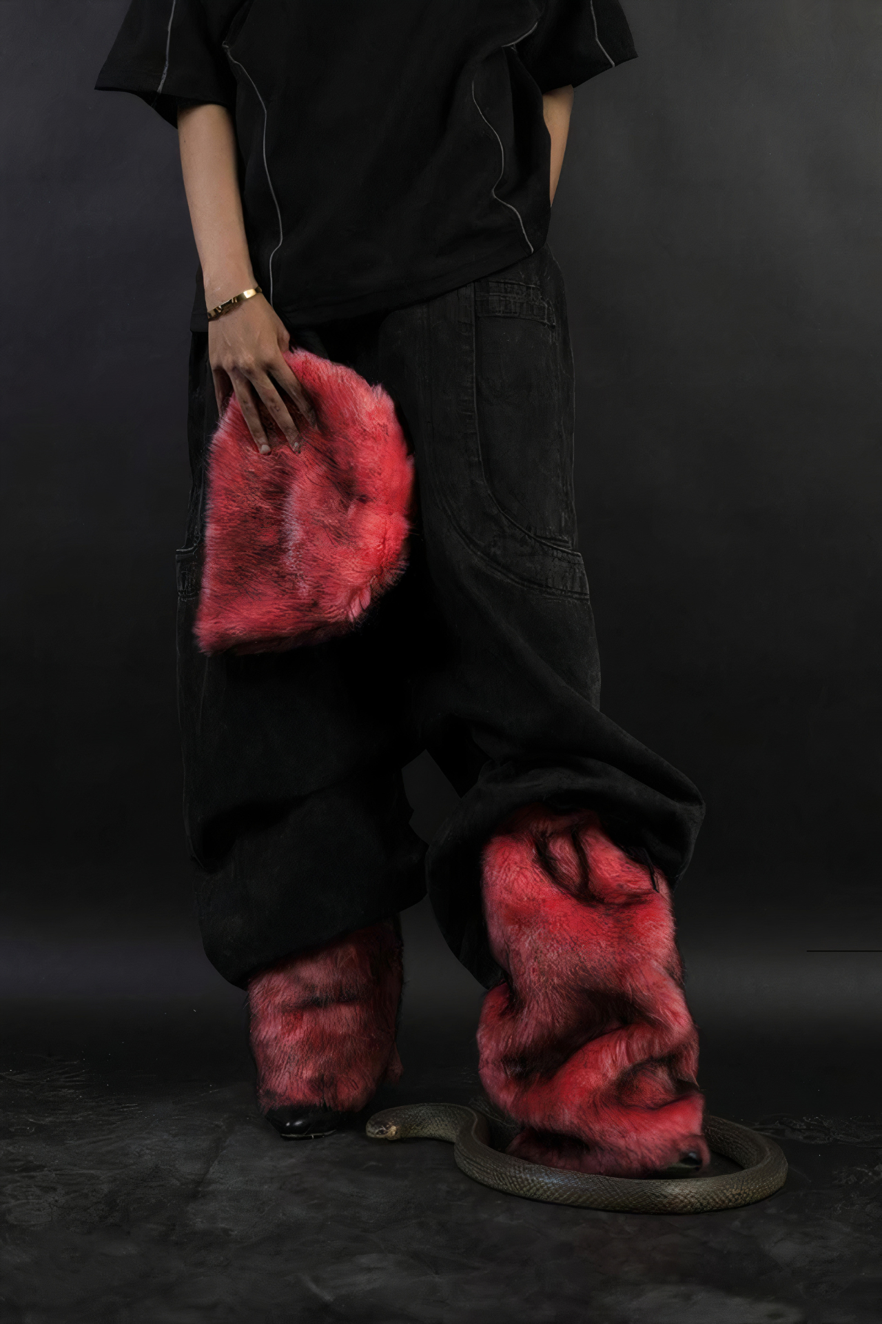 Black pink fur cover